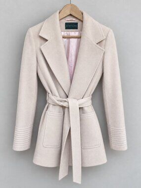 SENTALER Blush Pink Baby Alpaca Wrap Coat | XS